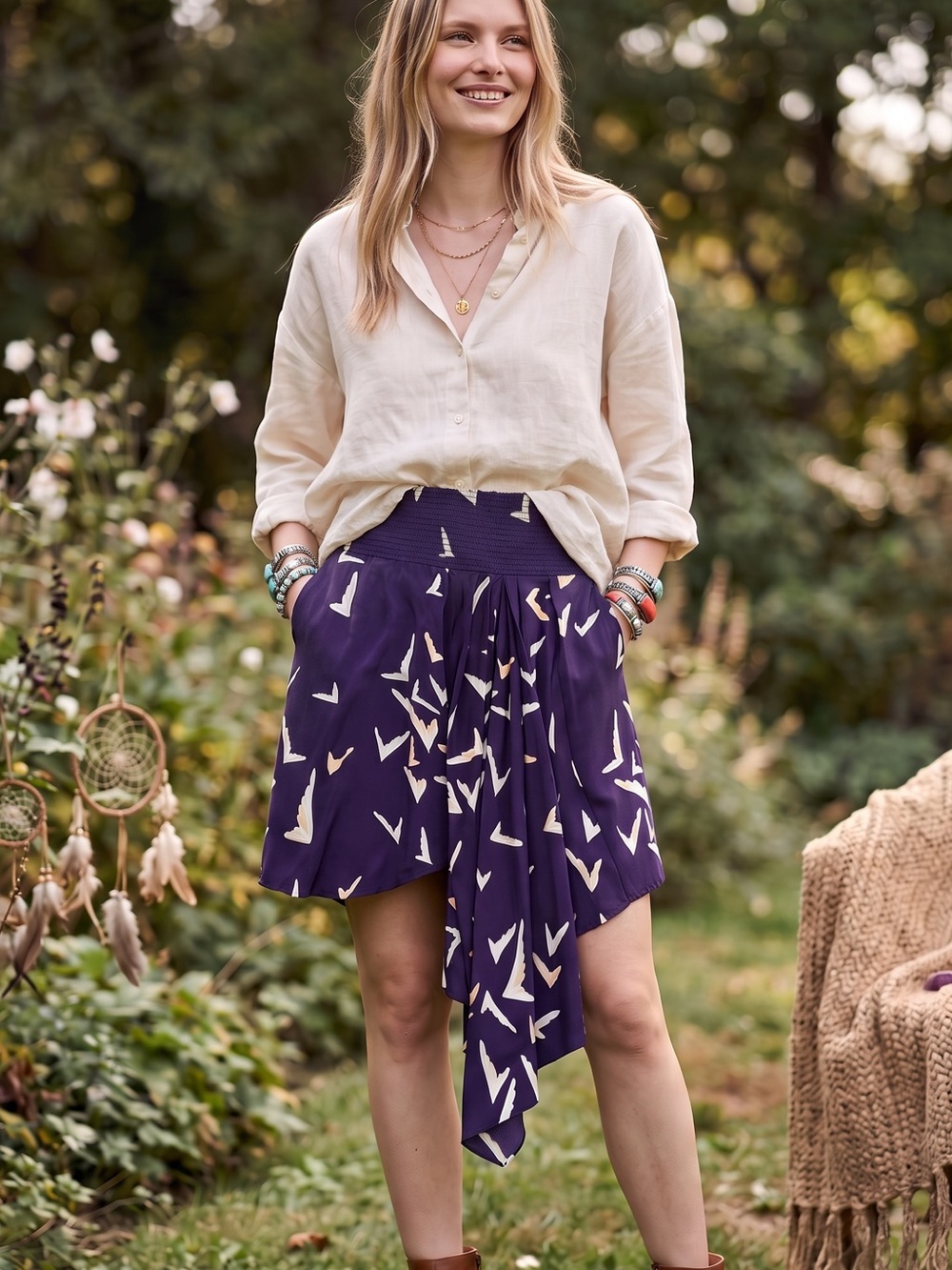 Anthropologie Fairy Leifsdottir Asymmetrical Pleated Skirt - size 0